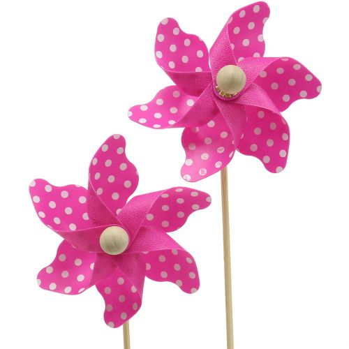 Moulin à vent déco à pois Rose Ø8cm 12pcs