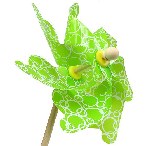 Floristik24 Moulin à vent vert avec motif Ø42cm L110cm