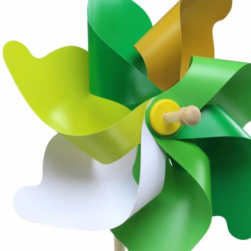 Floristik24 Moulin à vent chic sur tige or vert blanc Ø30cm