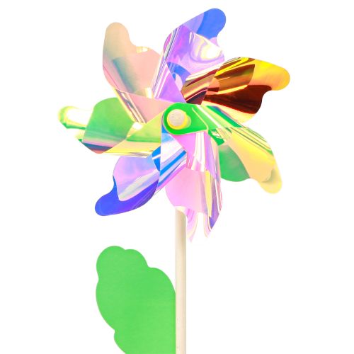Article Moulin à vent fleur avec feuille moulin à vent couleurs irisées Ø24cm 2pcs