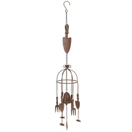 Article Carillon à vent en métal pour décoration de jardin Marron Ø13cm H76cm