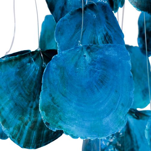 Floristik24 Carillon à vent maritime à suspendre, décoration coquillages Capiz bleu 90cm