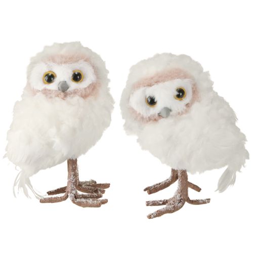 Décoration d&#39;hiver figurines décoratives de hibou à poser blanc 15 cm 2 pièces