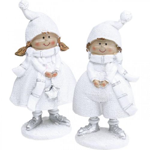 Article Figurines d&#39;enfants d&#39;hiver Décoration d&#39;hiver de Noël H17cm lot de 2