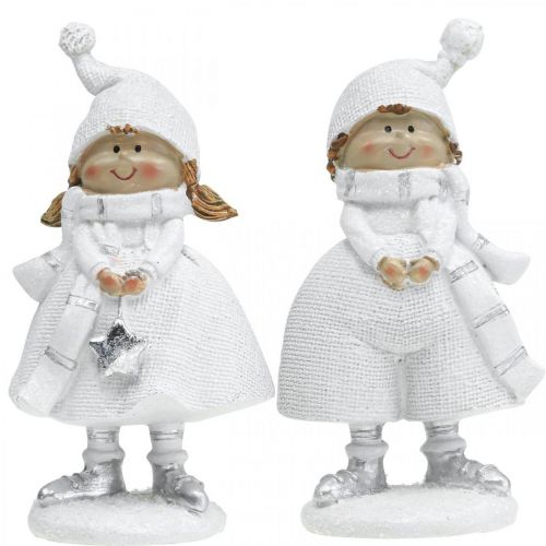Article Figurines d'enfants d'hiver Décoration d'hiver de Noël H17cm lot de 2