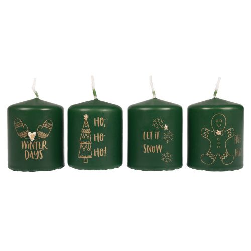 Article Bougies de Noël bougies Noël vert Ø5cm H6cm 4pcs