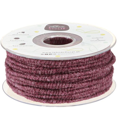 Article Fil de laine avec cordon en feutre mica violet Ø5mm 33m