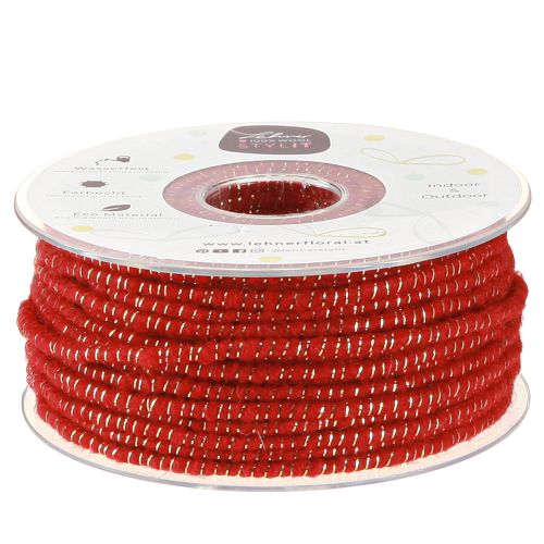 Article Fil de laine avec cordon en feutre rouge mica Ø5mm 33m