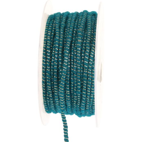 Fil de laine avec cordon en feutre cordon de laine turquoise doré Ø5mm 33m