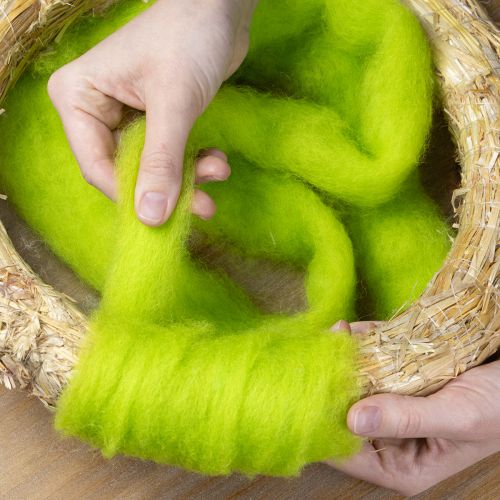 Laine Feutrée Verte 100 % Naturelle pour Décoration - 2 m | Floristik24.fr