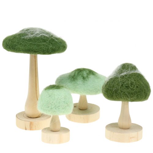 Floristik24 Champignon déco / feutre vert 8cm - 15cm 4pcs