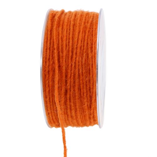 Cordon de laine orange 3mm 100m