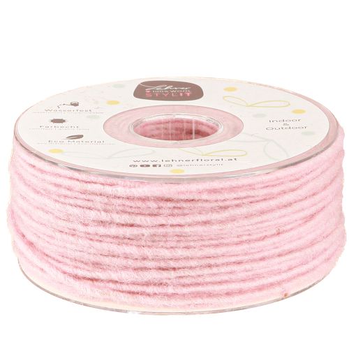 Cordon de laine rose 3mm 100m