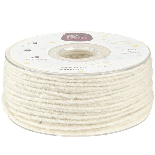 Cordon de laine blanc 3mm 100m