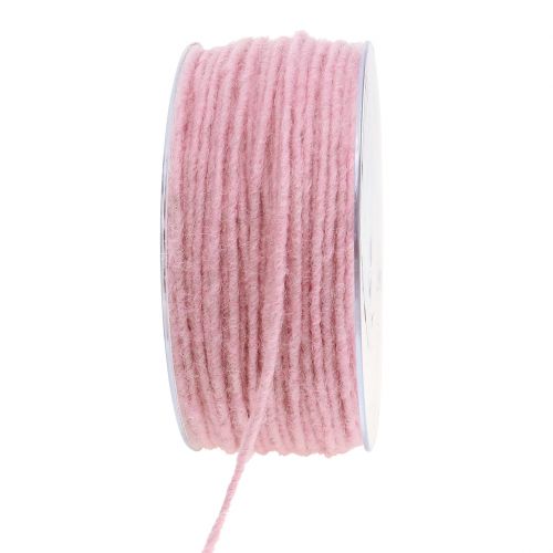 Cordon de laine rose 3mm 100m