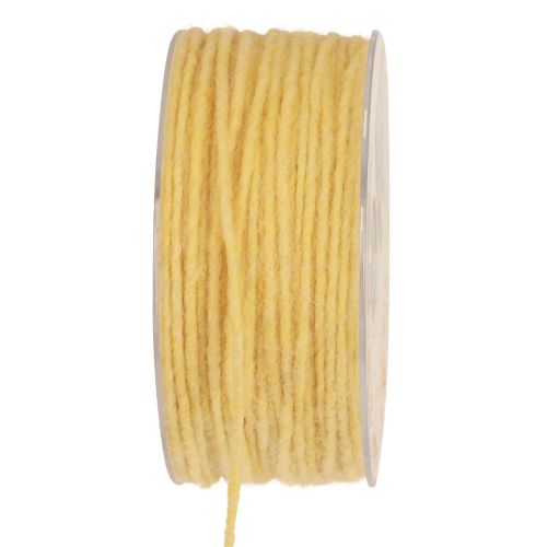 Fil de mèche cordon de laine cordon de feutre fil de laine jaune Ø3mm 100m