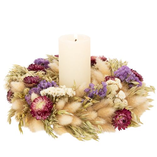 Article Couronne de fleurs séchées, décoration de table festive pour les occasions spéciales et les saisons, 25 cm