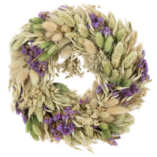 Couronne de fleurs séchées pour le printemps et l'été, pour la table et la porte d'entrée, pour les occasions spéciales avec des touches de couleur, 26 cm