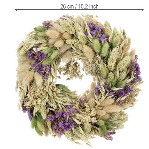 Article Couronne de fleurs séchées pour le printemps et l'été, pour la table et la porte d'entrée, pour les occasions spéciales avec des touches de couleur, 26 cm