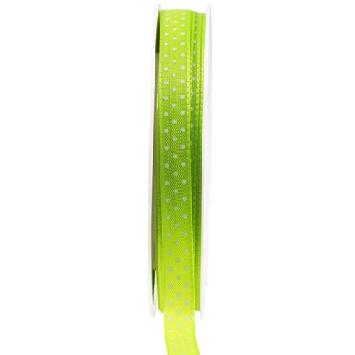 Floristik24 Ruban cadeau ruban décoratif à pois vert mai 10mm 25m