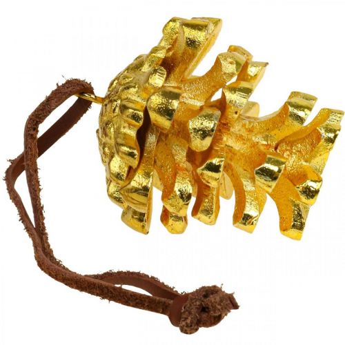 Article Pomme de pin décoration cônes à suspendre Doré H6cm