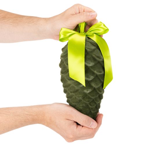 Zapfen décoratifs artificiels avec ruban et nœud 23 cm vert 3 pièces | Floristik24.fr
