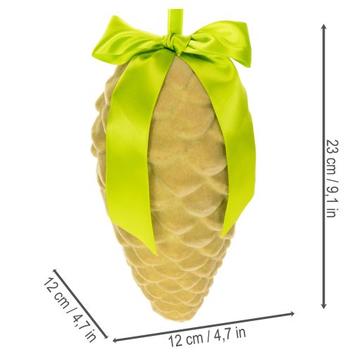 Zapfen décoratifs artificiels avec ruban et nœud 23 cm vert 3 pièces | Floristik24.fr