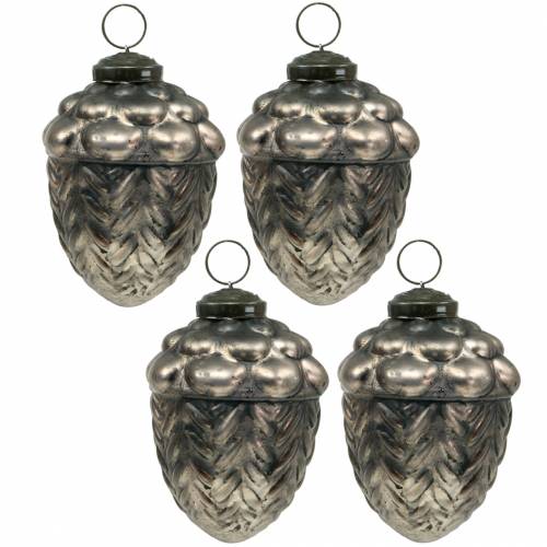 Floristik24 Décorations pour sapin de Noël cônes verre bronze Ø8cm H8cm 4pcs