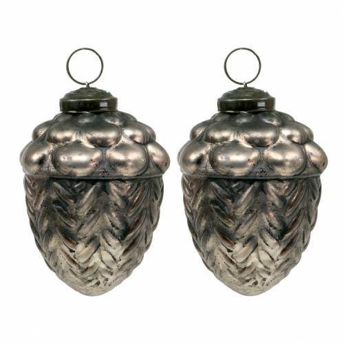 Floristik24 Cônes en verre Ø9cmH10cm noir antique 2pcs.