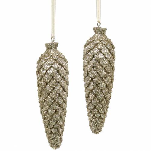 Décoration de sapin Cône Or scintillant 11cm 4pcs
