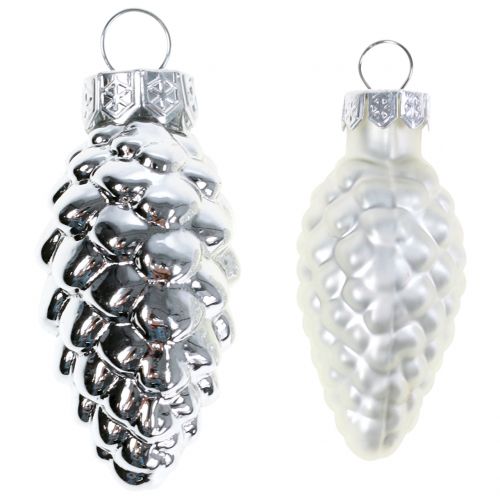 Mélange de cônes en verre argent 5cm 14pcs