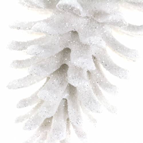 Article Décorations de sapin de Noël cônes paillettes blanches 9cm x 4.5cm 6pcs