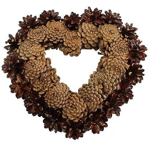 Floristik24 Couronne de pommes de pin Forme de cœur Basse Ø30cm