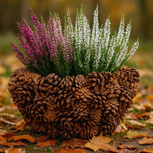 Article Panier à plantes en cônes pommes de pin naturel Ø33cm H17cm