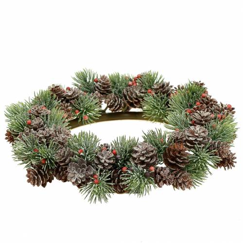 Floristik24 Couronne de cône neigée Ø23cm