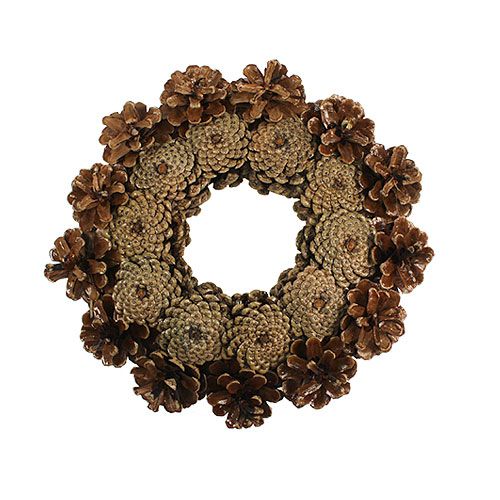 Floristik24 Couronne de pommes de pin Cônes naturels Vernie clair Ø25cm