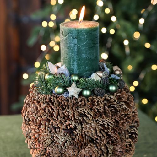 Cache-pot décoratif en pommes de pin rond 27 cm marron naturel | Floristik24.fr