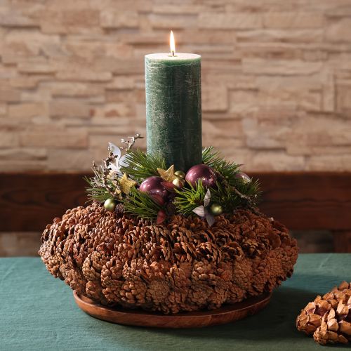 Vasque ronde en pommes de pin naturelles 38 cm brun 14 cm | Floristik24.fr