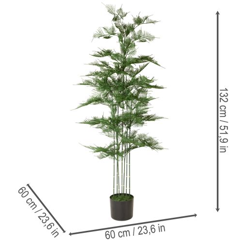 Plante Bambou Artificielle Verte 132 cm en Pot Noir | Floristik24.fr