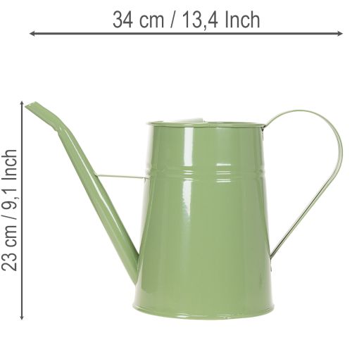 Arrosoir d'intérieur vintage en métal, vert menthe, 1,7 L ; vase décoratif, style rétro, H 23 cm | Floristik24.fr