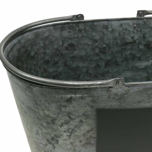 Floristik24 Jardinière bac zinc anses Ovale Gris H20cm