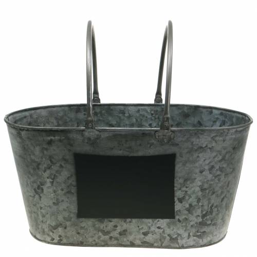 Floristik24 Jardinière bac zinc anses Ovale Gris H20cm