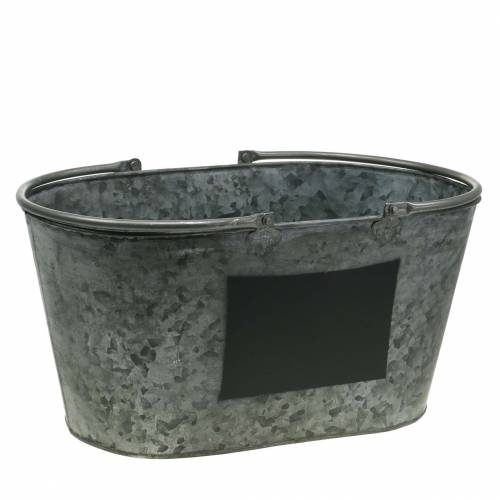 Floristik24 Jardinière bac zinc anses Ovale Gris H20cm