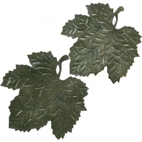 Bol décoratif feuilles d&#39;automne en métal Ø33/40cm lot de 2