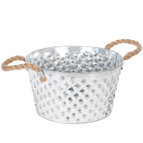 Bol décoratif en zinc, métal avec anse en corde, Ø 22 cm H 12 cm acheter | Floristik24.fr