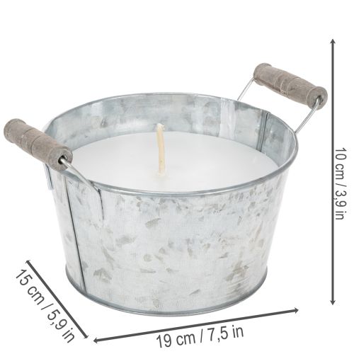 Article Bougie dans un seau en zinc pour une décoration d'ambiance sur terrasse et balcon, 15 cm