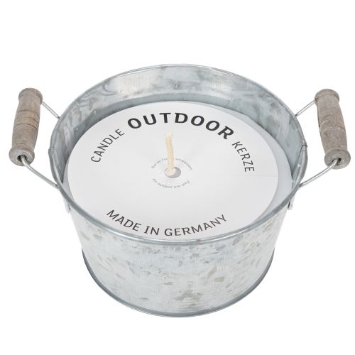 Article Bougie dans un seau en zinc pour une décoration d'ambiance sur terrasse et balcon, 15 cm