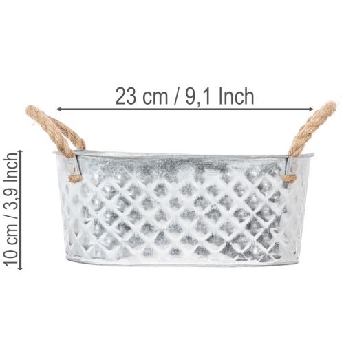 Bol ovale en zinc 23 cm x 12 cm H10,5 cm | Floristik24.fr