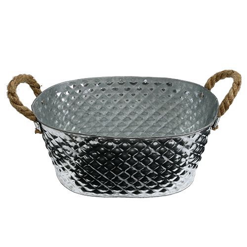 Article Bol zinc ovale anses corde 27cm x 17.5cm H12cm