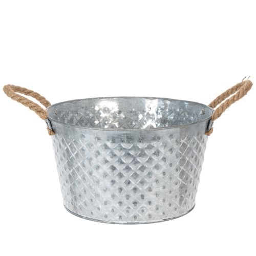 Bol rond en zinc avec anses en corde Ø28cm H16cm acheter | Floristik24.fr
